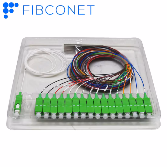 Divisor de PLC de fibra óptica tipo Sc/APC 1X8 de tubo de acero micro